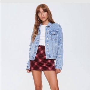 Distressed jean jacket medium light denim NWT